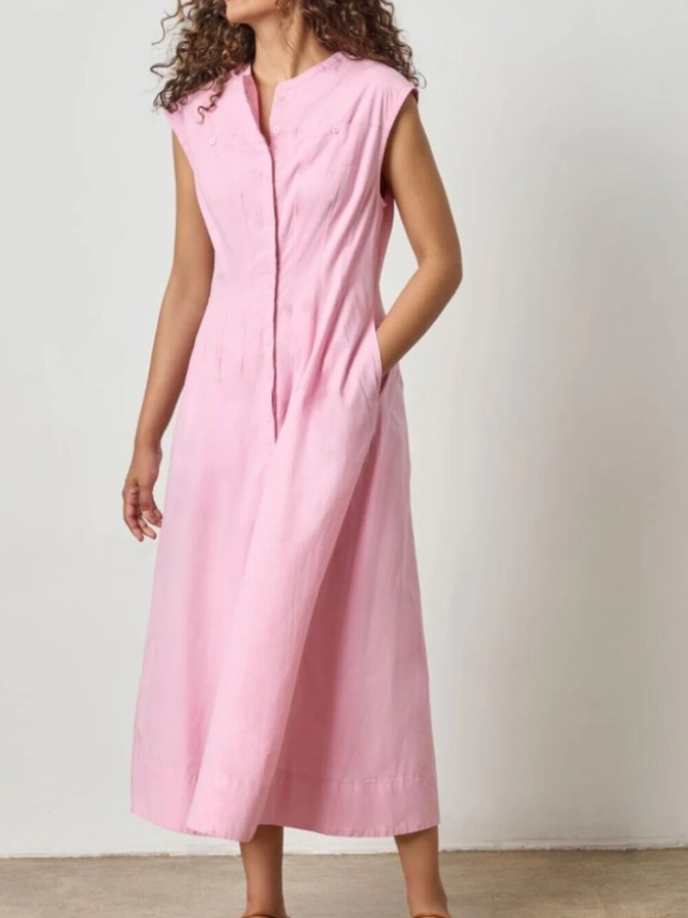 Lilla P M Pink Cotton Sleeveless Maxi Dress